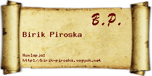 Birik Piroska névjegykártya